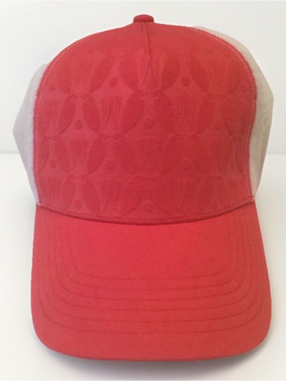 PISTIL Bright Red Floral Knit Trucker Hat Summer Hike Baseball Adj Snap Outdoors
